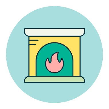 Şömine vektör simgesi. Kış işareti. Seyahat ve turizm web sitesi ve uygulama tasarımı, logo, uygulama, UI için grafik sembolü