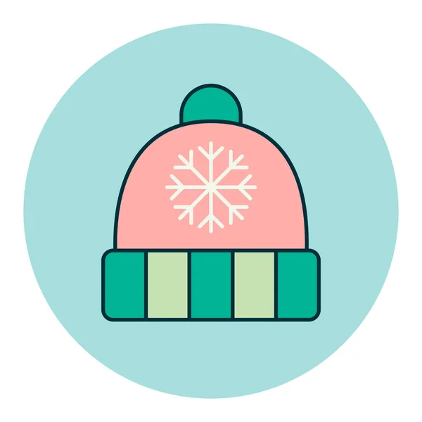 Wintermütze Mit Schneeflocke Und Bommelvektorsymbol Winterzeichen Grafik Symbol Für Reise — Stockvektor
