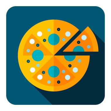 Pizza vektörü düz simgesi. Fast food burcu. Yemek pişirme web sitesi ve uygulama tasarımı, logo, uygulama, UI için grafik sembolü