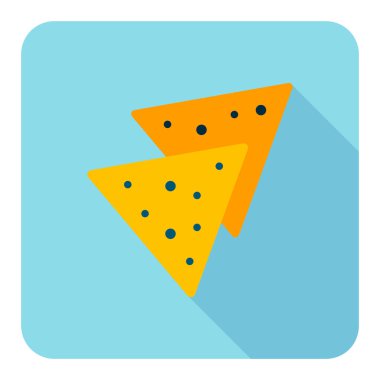 Tortilla cipsi ya da nachos tortilla vektör düz simgesi. Fast food burcu. Yemek pişirme web sitesi ve uygulama tasarımı, logo, uygulama, UI için grafik sembolü
