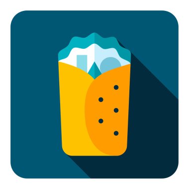 Dürüm vektör düz simgesi. Fast food burcu. Yemek pişirme web sitesi ve uygulama tasarımı, logo, uygulama, UI için grafik sembolü