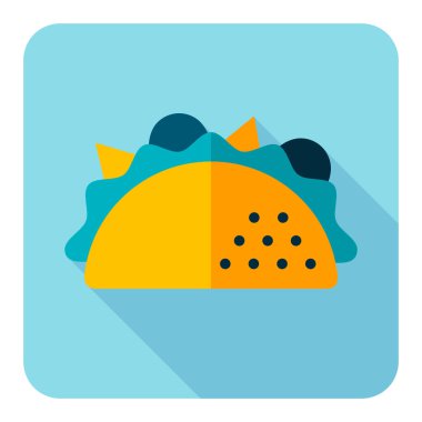 Taco vektör düz simgesi. Fast food burcu. Yemek pişirme web sitesi ve uygulama tasarımı, logo, uygulama, UI için grafik sembolü