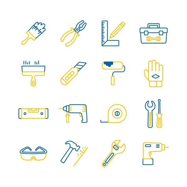 Строительные Строительные Ремонтные Инструменты Плоские Иконки Графический Символ Вашего Веб — стоковый вектор