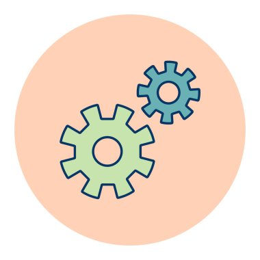 Düz dişli taslak simgesi. Takım çalışması. Finansal tabela. Web sitenizin tasarımı için grafik sembolü, logo, uygulama, UI. Vektör illüstrasyonu, EPS10.