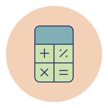 Hesap makinesi vektörü düz simgesi, mali tabela. Web sitenizin tasarımı için grafik sembolü, logo, uygulama, UI. Vektör illüstrasyonu, EPS10.