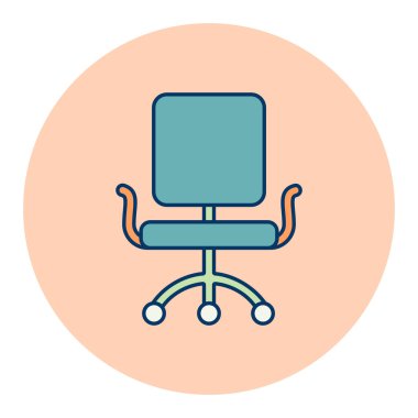 Ofis Sandalyesi düz resim çiziyor. İş tabelası. Web sitenizin tasarımı için grafik sembolü, logo, uygulama, UI. Vektör illüstrasyonu, EPS10.