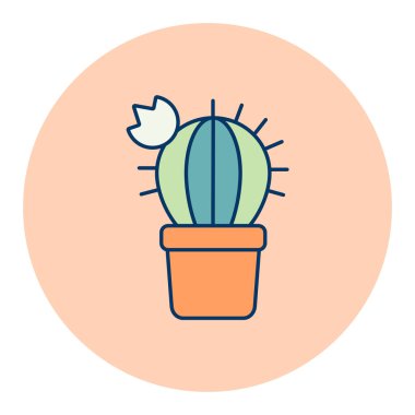 Kaktüs ana hatları düz ikon. Çalışma alanı tabelası. Web sitenizin tasarımı için grafik sembolü, logo, uygulama, UI. Vektör illüstrasyonu, EPS10.