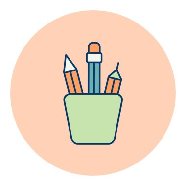 Kalem taslak düz simge. Çalışma alanı tabelası. Web sitenizin tasarımı için grafik sembolü, logo, uygulama, UI. Vektör illüstrasyonu, EPS10.