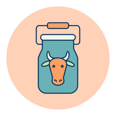 Süt konteyneri düz simge için. Çiftlik hayvanı işareti. Web sitenizin tasarımı için grafik sembolü, logo, uygulama, UI. Vektör illüstrasyonu