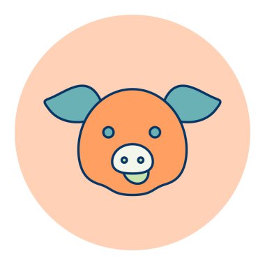 Domuz yassı ikonu. Hayvan kafası. Çiftlik işareti. Web sitenizin tasarımı için grafik sembolü, logo, uygulama, UI. Vektör illüstrasyonu