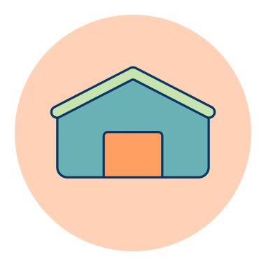 Düz ahır ikonu. Çiftlik hayvanı işareti. Web sitenizin tasarımı için grafik sembolü, logo, uygulama, UI. Vektör illüstrasyonu