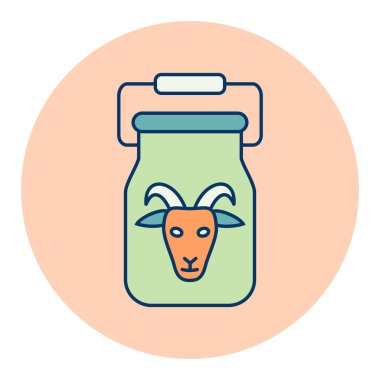 Süt konteyneri düz simge için. Çiftlik hayvanı işareti. Web sitenizin tasarımı için grafik sembolü, logo, uygulama, UI. Vektör illüstrasyonu