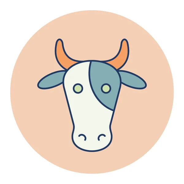 Płaska Ikona Krowy Głowa Zwierzęcia Znak Gospodarstwa Symbol Graficzny Dla — Wektor stockowy