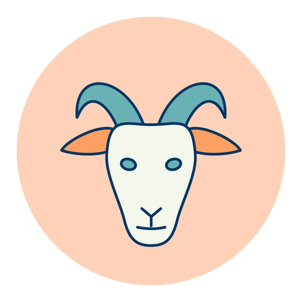 Козий Плоский Значок Голова Животного Знак Фермы Графический Символ Вашего — стоковый вектор