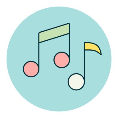 Müzik notaları, şarkı, melodi veya ton renk vektörü ikonu. Müzik ve ses web sitesi için grafik sembolü ve uygulama tasarımı, logo, uygulama, UI