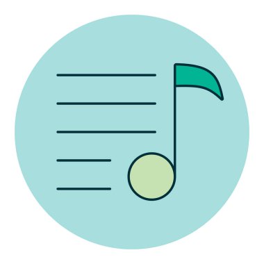 Müzik listesi renk vektörü düz simgesi. Müzikal not ve liste. Müzik ve ses web sitesi için grafik sembolü ve uygulama tasarımı, logo, uygulama, UI