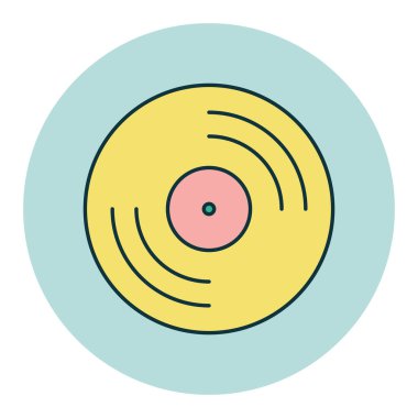 Vinil kayıt, lp rekor renk düz vektör simgesi. Müzik işareti. Müzik ve ses web sitesi için grafik sembolü ve uygulama tasarımı, logo, uygulama, UI