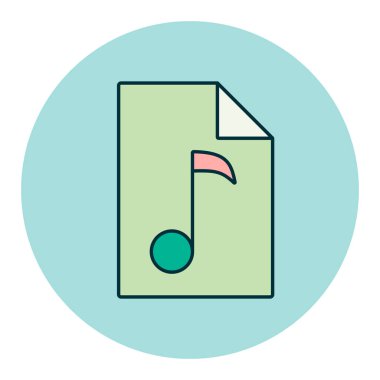 Müzik dosyası renk vektörü simgesi. Müzik işareti. Müzik ve ses web sitesi için grafik sembolü ve uygulama tasarımı, logo, uygulama, UI