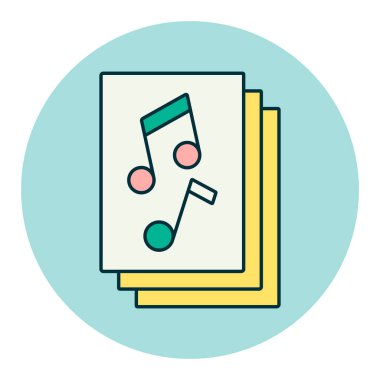 Müzik kitabı ve düz renk vektör simgesi. Müzik ve ses web sitesi için grafik sembolü ve uygulama tasarımı, logo, uygulama, UI