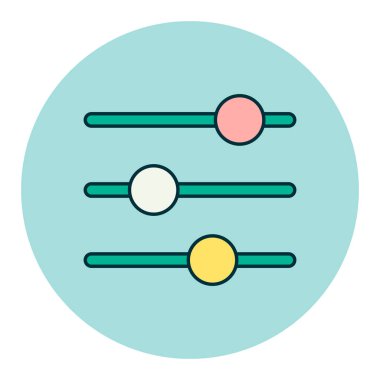 Renk vektörü düz simgesini dengeleyici. Müzik ses dalgası sembolü. Müzik ve ses web sitesi için grafik sembolü ve uygulama tasarımı, logo, uygulama, UI