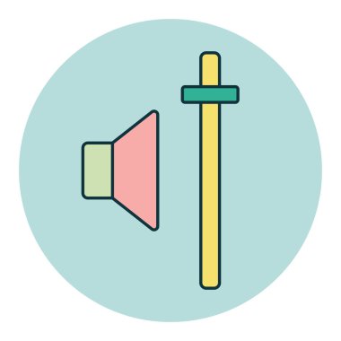 Ses hacmi kaydırıcı kontrol renk vektörü düz simgesi. Müzik ve ses web sitesi için grafik sembolü ve uygulama tasarımı, logo, uygulama, UI