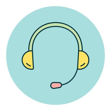 Kulaklık. Mikrofon vektör düz simgeli kulaklıklar. Müzik ve ses web sitesi için grafik sembolü ve uygulama tasarımı, logo, uygulama, UI