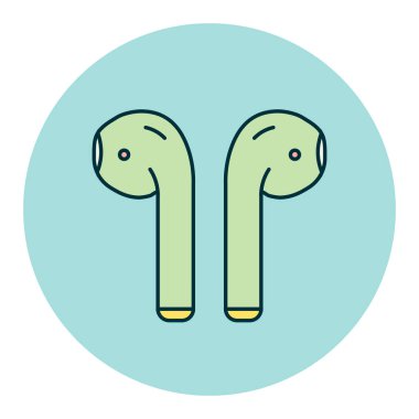 Kablosuz kulaklıklar vektör düz simge renginde. Müzik işareti. Müzik ve ses web sitesi için grafik sembolü ve uygulama tasarımı, logo, uygulama, UI