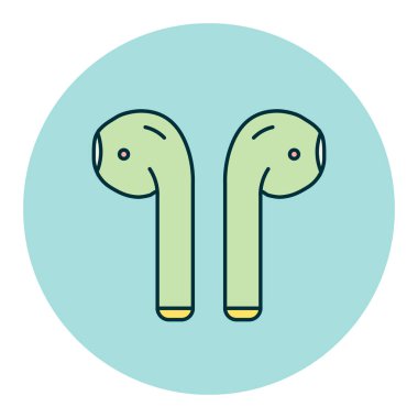 Kablosuz kulaklıklar vektör düz simge renginde. Müzik işareti. Müzik ve ses web sitesi için grafik sembolü ve uygulama tasarımı, logo, uygulama, UI