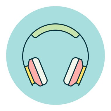 Kulaklıklı vektör düz simge. Müzik ve ses web sitesi için grafik sembolü ve uygulama tasarımı, logo, uygulama, UI