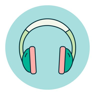 Kulaklıklar vektör düz simge. Müzik işareti. Müzik ve ses web sitesi için grafik sembolü ve uygulama tasarımı, logo, uygulama, UI