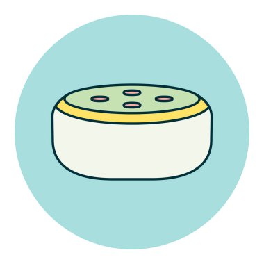 Ses tanıma renk vektörü simgesine sahip küçük akıllı konuşmacı. Müzik ve ses web sitesi için grafik sembolü ve uygulama tasarımı, logo, uygulama, UI