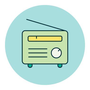 Retro radyo renk vektör simgesi. Müzik ve ses web sitesi için grafik sembolü ve uygulama tasarımı, logo, uygulama, UI