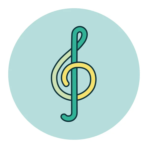 Treble Clef Color Vector Flat Icon Music Sign Graph Symbol — Stock vektor