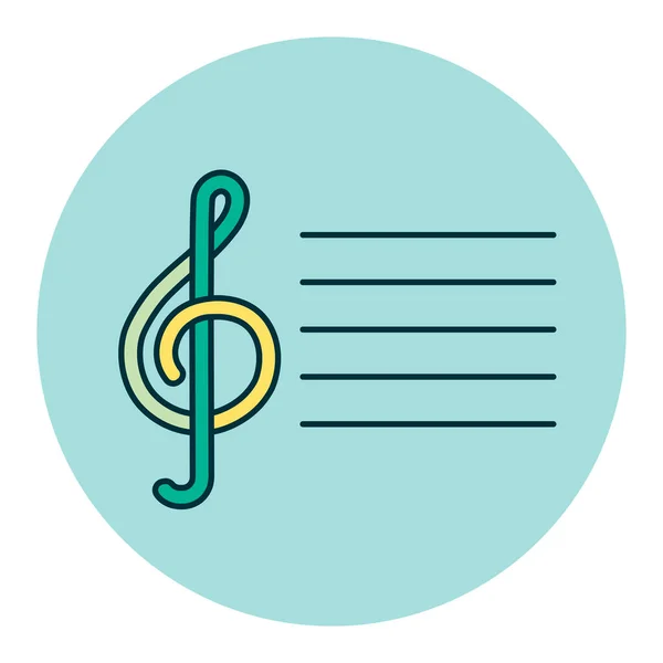 Treble Clef Color Vector Flat Icon Music Sign Graph Symbol — Vetor de Stock