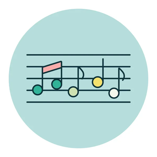 Notas Pentagrama Música Color Icono Vector Plano Melodía Música Clásica — Archivo Imágenes Vectoriales