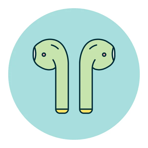Airpods Wireless Headphones Color Vector Flat Icon Music Sign Graph — 图库矢量图片