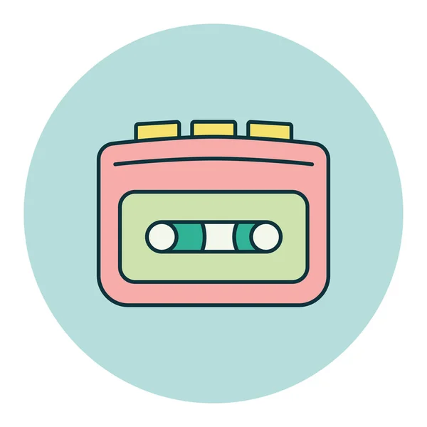 Icono Del Vector Del Reproductor Cassette Signo Musical Símbolo Gráfico — Vector de stock