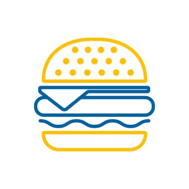 Hamburger vektörü düz simgesi. Fast food burcu. Yemek pişirme web sitesi ve uygulama tasarımı, logo, uygulama, UI için grafik sembolü