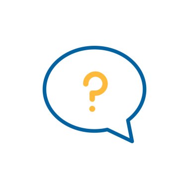 Soru işareti simgesi olan konuşma balonu. E-ticaret tabelası. Web sitenizin tasarımı için grafik sembolü, logo, uygulama, UI. Vektör illüstrasyonu, EPS10.