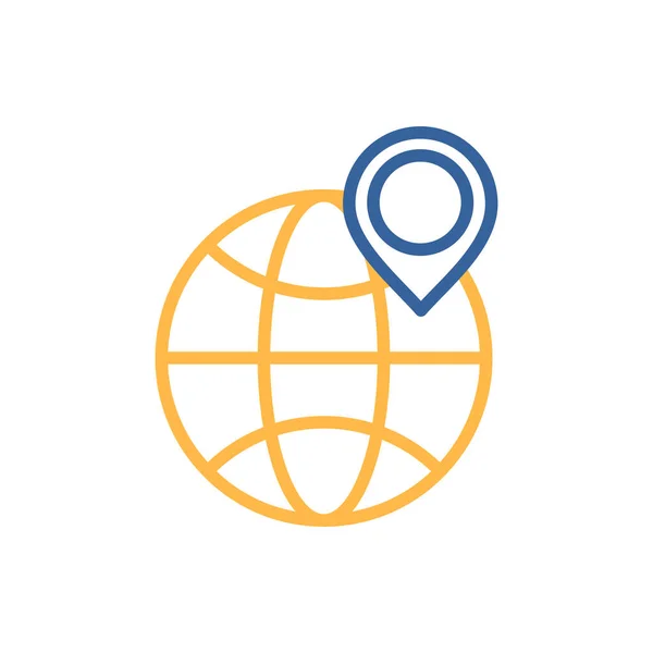 地球の惑星とそのベクトルフラットアイコン上の位置マーカー 国際配送 電子商取引の記号 ウェブサイトのデザイン アプリ Uiのグラフシンボル — ストックベクタ