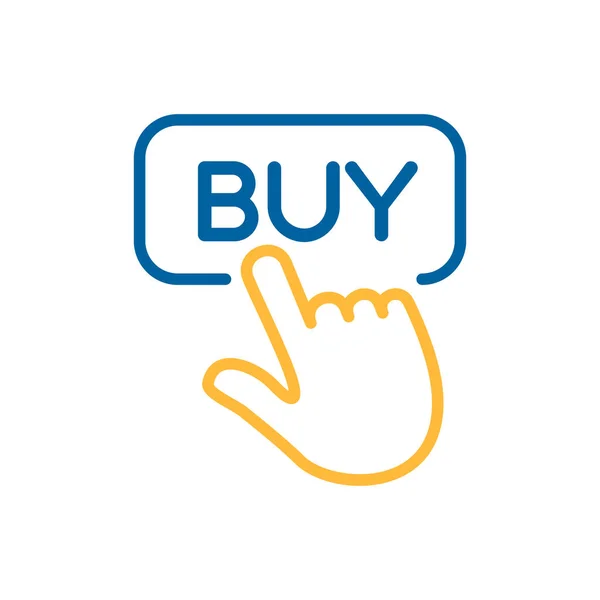 Палець Вказує Щоб Купити Знак Плоский Значок Електронна Комерція Знак — стоковий вектор