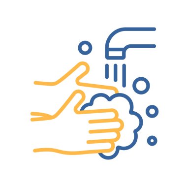 Washing hands with soap to prevent virus and bacteria vector flat icon. Coronavirus. Graph symbol for medical web site and apps design, logo, app, UI