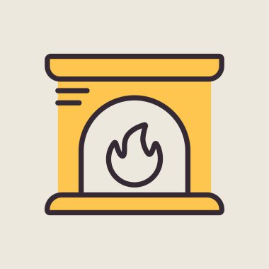 Şömine vektör simgesi. Kış işareti. Seyahat ve turizm web sitesi ve uygulama tasarımı, logo, uygulama, UI için grafik sembolü