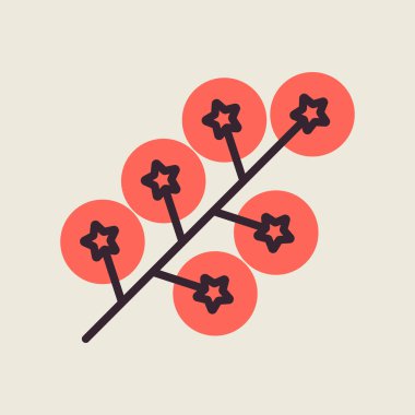 Çeri domatesleri vektör düz simge. Barbekü ve bbq ızgara tabelası. Sebze. Yemek pişirme web sitesi ve uygulama tasarımı, logo, uygulama, UI için grafik sembolü