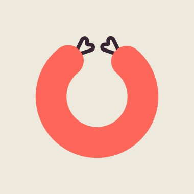 Çiğ sosis vektör düz simge halkası. Barbekü ve bbq ızgara tabelası. Yemek pişirme web sitesi ve uygulama tasarımı, logo, uygulama, UI için grafik sembolü