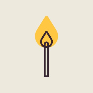 Yanan kibrit vektör düz simgesi. Barbekü ve bbq ızgara tabelası. Yemek pişirme web sitesi ve uygulama tasarımı, logo, uygulama, UI için grafik sembolü