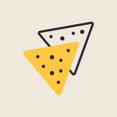 Tortilla cipsi veya nachos tortilla vektör ikonu. Fast food burcu. Yemek pişirme web sitesi ve uygulama tasarımı, logo, uygulama, UI için grafik sembolü
