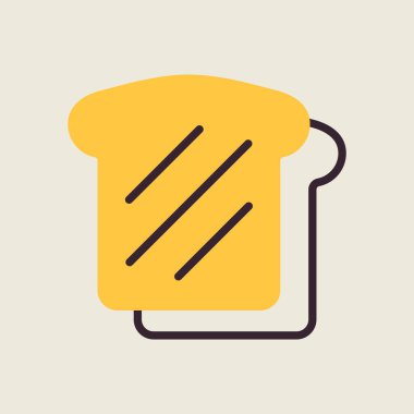 Ekmek, tost vektörü simgesi. Fast food burcu. Yemek pişirme web sitesi ve uygulama tasarımı, logo, uygulama, UI için grafik sembolü