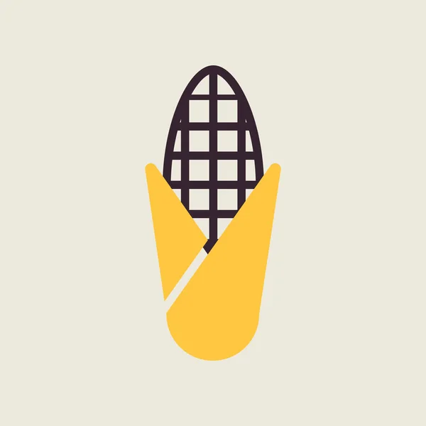 Corncob Vektor Platt Ikon Grill Och Grillskylt Vegetabiliskt Diagram Symbol — Stock vektor