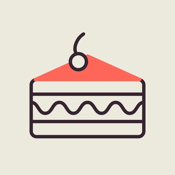 一块蛋糕矢量图标 快餐标志 烹饪网站和应用程序设计 应用程序 用户界面的图形符号 — 图库矢量图片